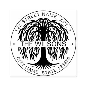 Family Name & Return Address Willow Tree Rubber Stamp
