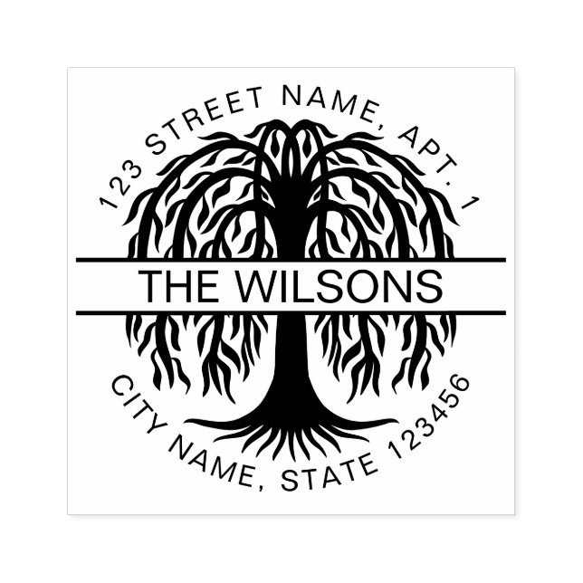 Family Name & Return Address Willow Tree  Rubber Stamp (Imprint)