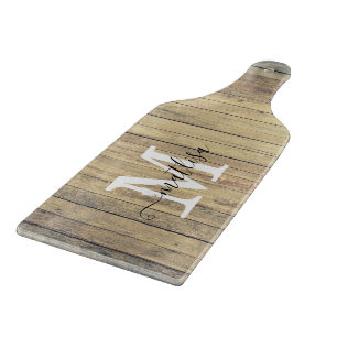 Family Name Rustic Beach Wash Monogram Script  Cutting Board