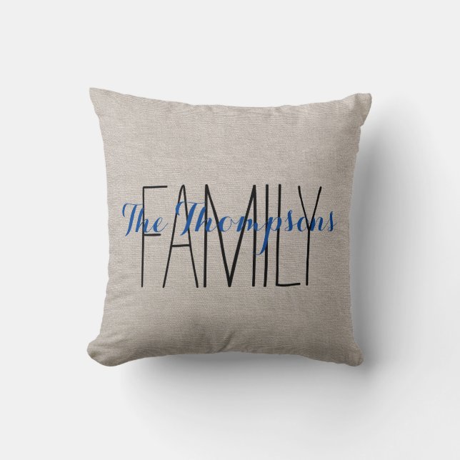 Family Name Rustic Chic Monogram Pillow (Front)