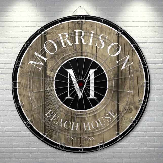 Family Name Rustic Wood Dartboard (Family Name Rustic Wood Dart Board)