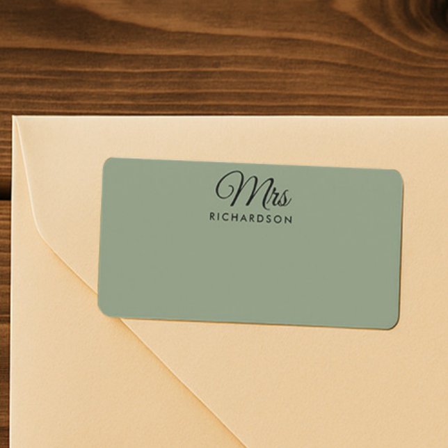 Family Name Sage Green Elegant Mrs. Script Address Label (Creator Uploaded)