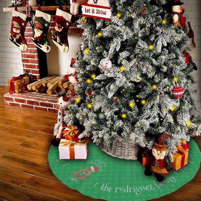 Family Name Santa Gift Giving Armadillo Texas  Brushed Polyester Tree Skirt (Creator Uploaded)