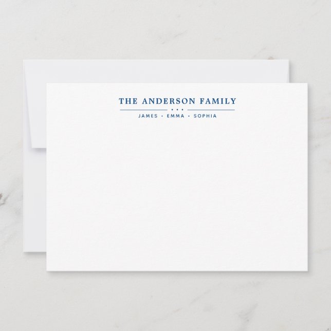 Family Name Script Navy Blue Typography Card (Front)