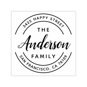 Family Name Script Typography Return Address Self-inking Stamp