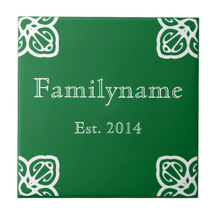 Family Name - Spanish White on Green Tile