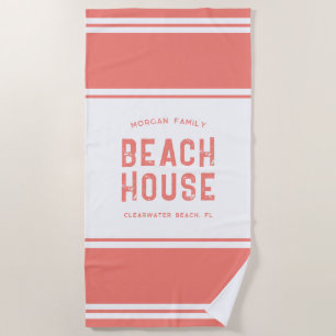 Family Name Summer Vacation Beach House Beach Towel
