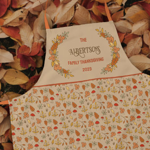 Family Name Thanksgiving Fall Leaves Apron