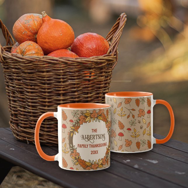 Family Name Thanksgiving Fall Leaves Mug (Creator Uploaded)