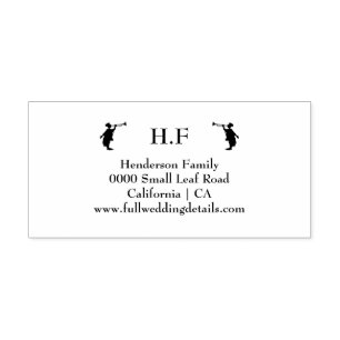 Family name trumpet trumpeter silhouette wedding  self-inking stamp