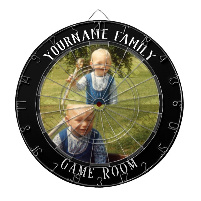Family Name Two Photo Game Room Dartboard (Front)