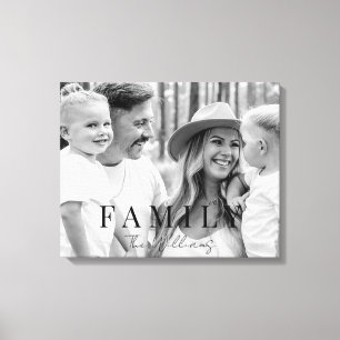 Family Name Typography B/W Portrait Large Canvas Print