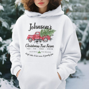 Family Name Vintage Christmas Tree Farm Truck Hoodie