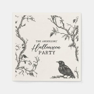 Family Name Vintage Gothic Halloween Party Napkin