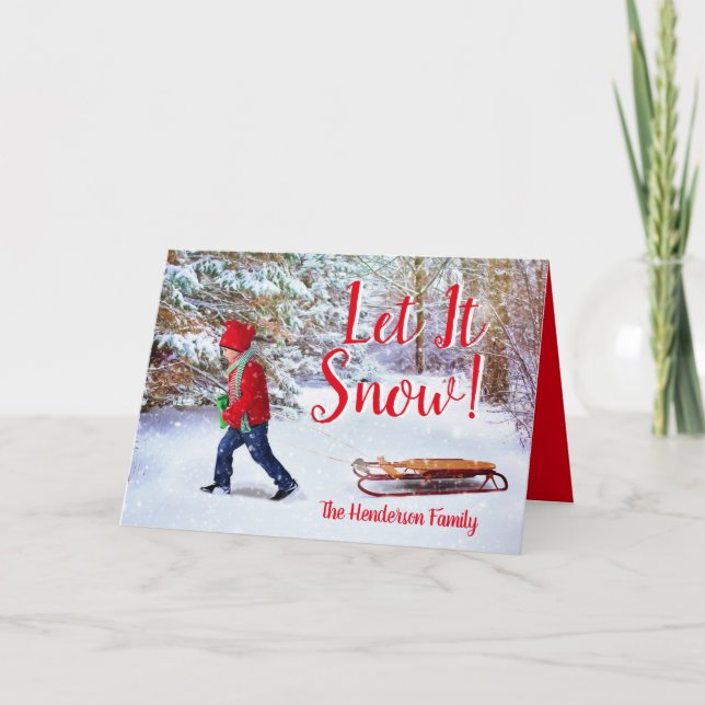 Family Name Vintage Scene Christmas Card (Front)