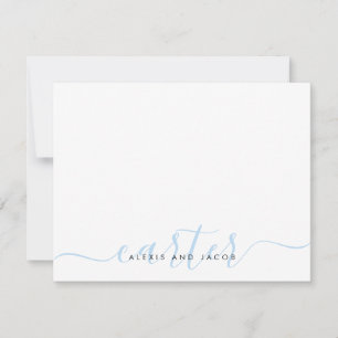 Family Name Wedding Couple Light Baby Blue Script Card