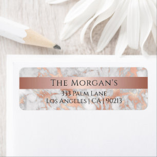 Family Name, White & Rose Gold Marble Label
