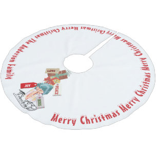 Family Name Winter Sled Cute Vintage Christmas Brushed Polyester Tree Skirt