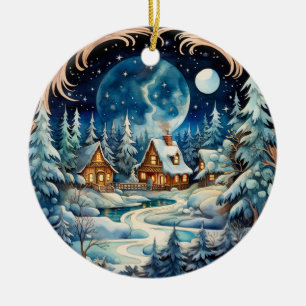 Family Name Winter Wonderland Forest Personalised  Ceramic Tree Decoration