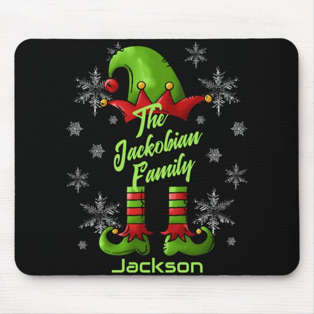 Family Name Year Reunion Matching Christmas Elf T  Mouse Mat (Front)