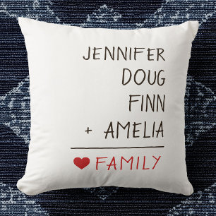 Family Names Math for Family of Four Cushion