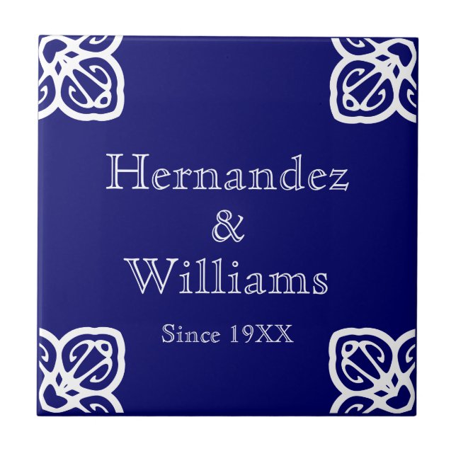 Family Names - Spanish White on Blue Tile (Front)