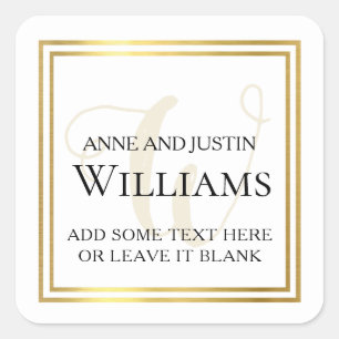 family names / surname monogram elegant square sticker