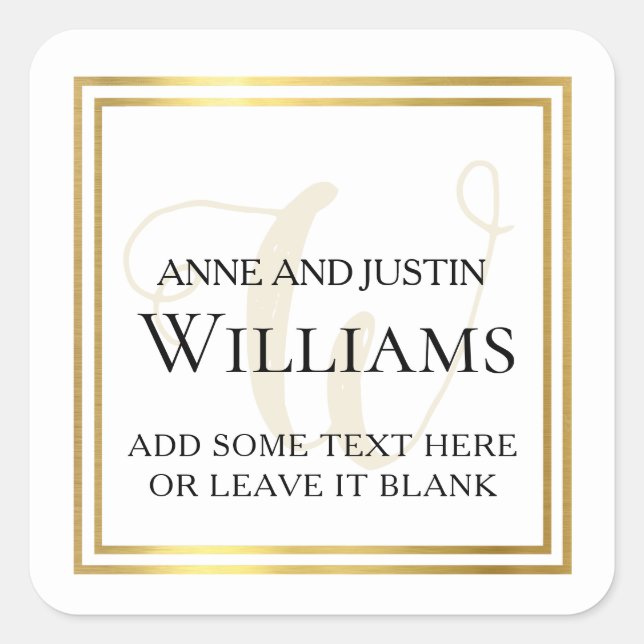 family names / surname monogram elegant  square sticker (Front)