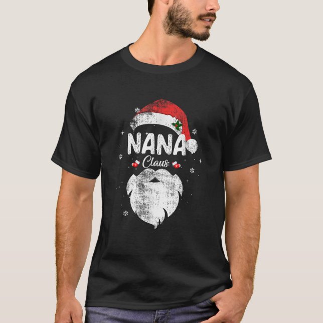 Family Nana Claus Christmas Santa s Hat Pajama Mat T-Shirt (Front)