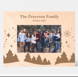 Family Nature Scenes Winter Engraved Wood Frame