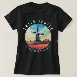 Family Netherlands Trip Windmill Tulips Vacation T-Shirt