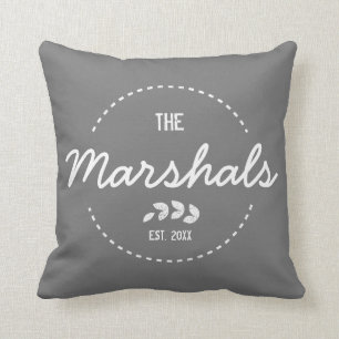 Family New Home Established Year White Stamp Cushion