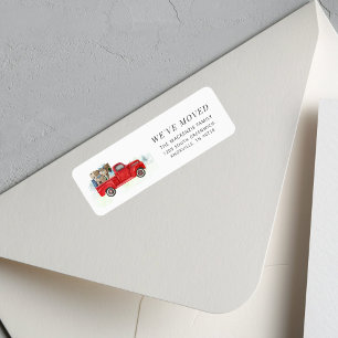 Family New Home Red Truck Return Address