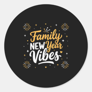 Family New Year 2026 Matching Party Crew  Classic Round Sticker