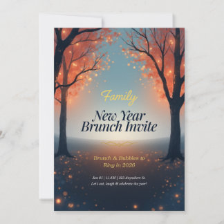 Family New Year Brunch Invitation Magical Forest