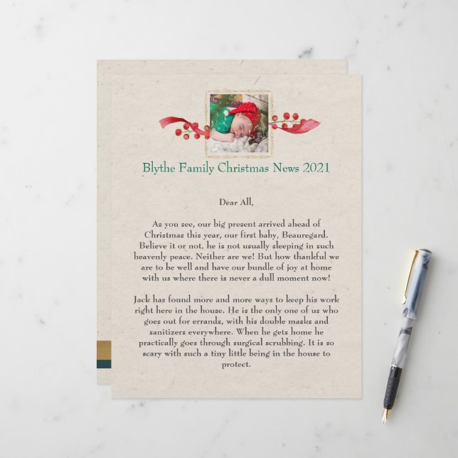 Family News Christmas Personalised Letterhead (Front/Back In Situ)
