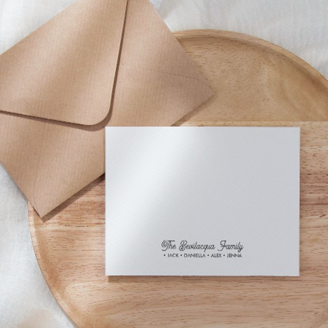 FAMILY NOTECARDS Stationery Cursive Names GRAY (Creator Uploaded)