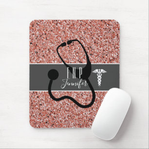 Family Nurse Practitioner Caduceus Rose Gold Mouse Mat