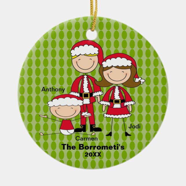 Family of 3 Christmas Ornament (Front)