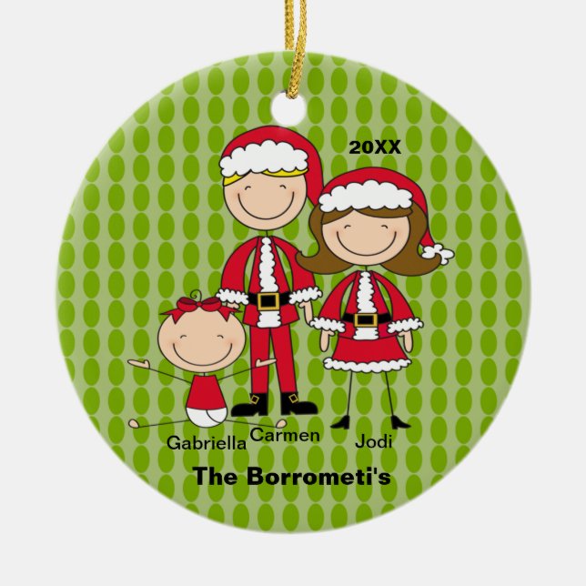 Family of 3 Christmas Ornament (Front)