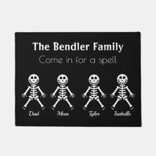 Family of 4 Skeleton Halloween Doormat