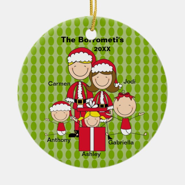 Family of 5 Christmas Ornament (Front)