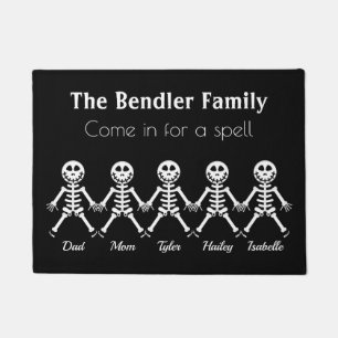Family of 5 Skeleton Halloween Doormat