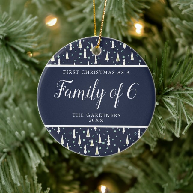 Family of 6 Personalised We're Expecting 4th Baby Ceramic Tree Decoration (Tree)