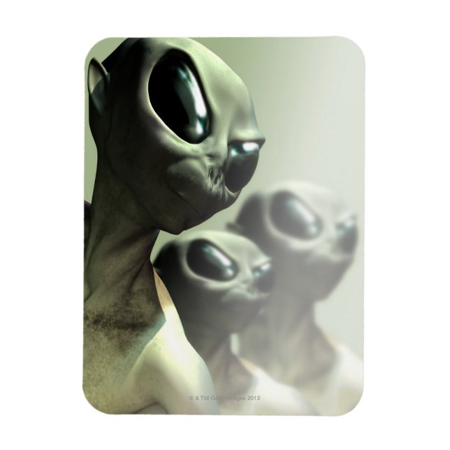 Family of aliens huddled together. magnet (Vertical)