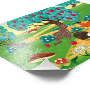 Family of animals in the wood. photo print