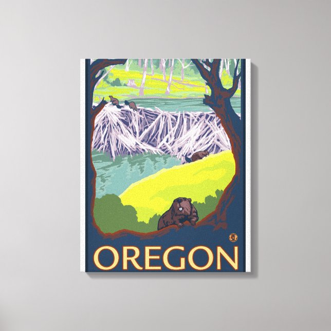 Family of Beavers Canvas Print (Front)