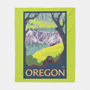 Family of Beavers Fleece Blanket