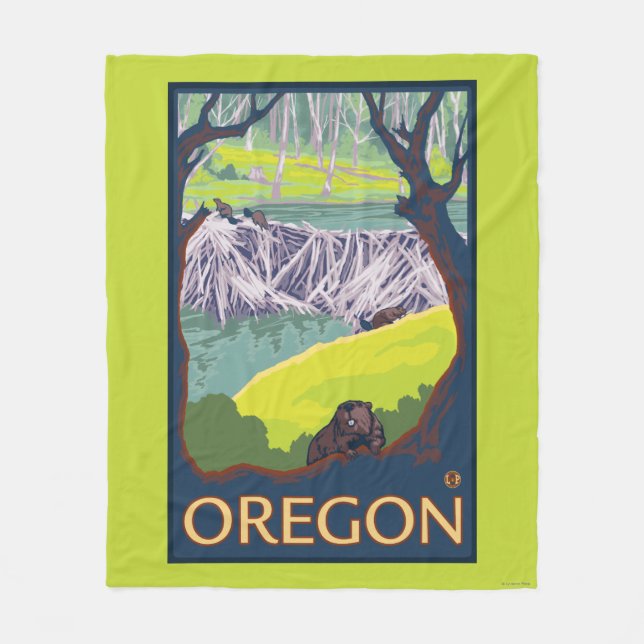 Family of Beavers Fleece Blanket (Front)