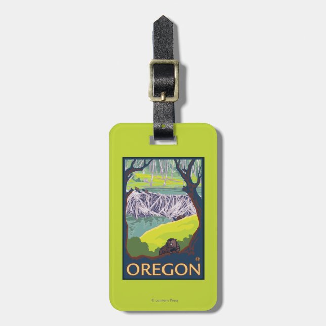 Family of Beavers Luggage Tag (Front Vertical)